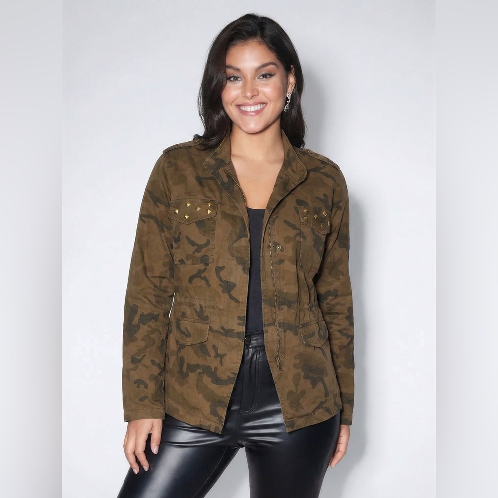 Maurices Military Style Jacket Size L Womens Camouflage Lightweight Cotton Zip
